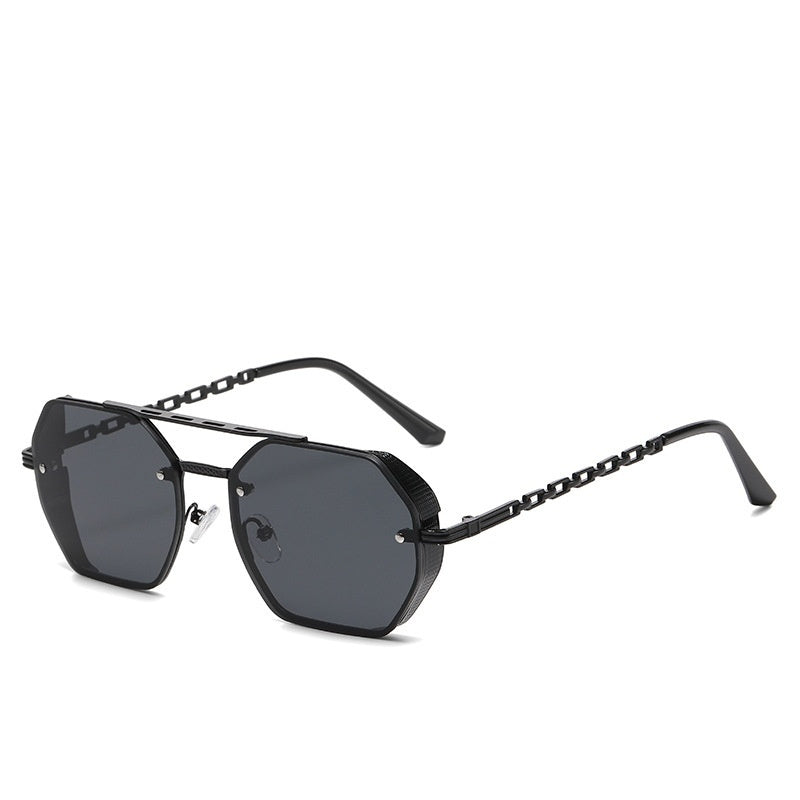 Womens Stylish Metal Chain-leg Sunglasses For Sun Protection