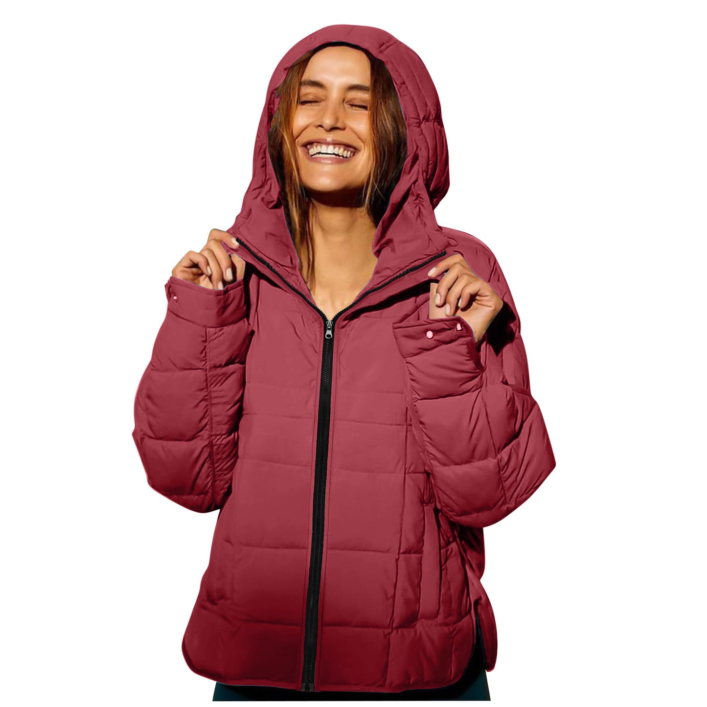 Women's Polyester Hooded Loose Sports Cotton Jacket