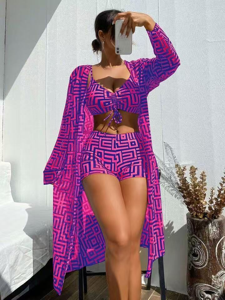 Womens Three-Piece Swimwear Cover-Up Set
