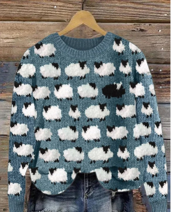 Women's Loose-fit Crew-neck Long-sleeve Top