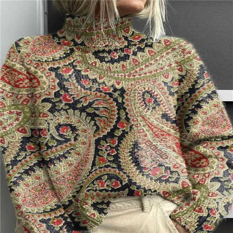 Women's Christmas Printed Turtleneck Sweater