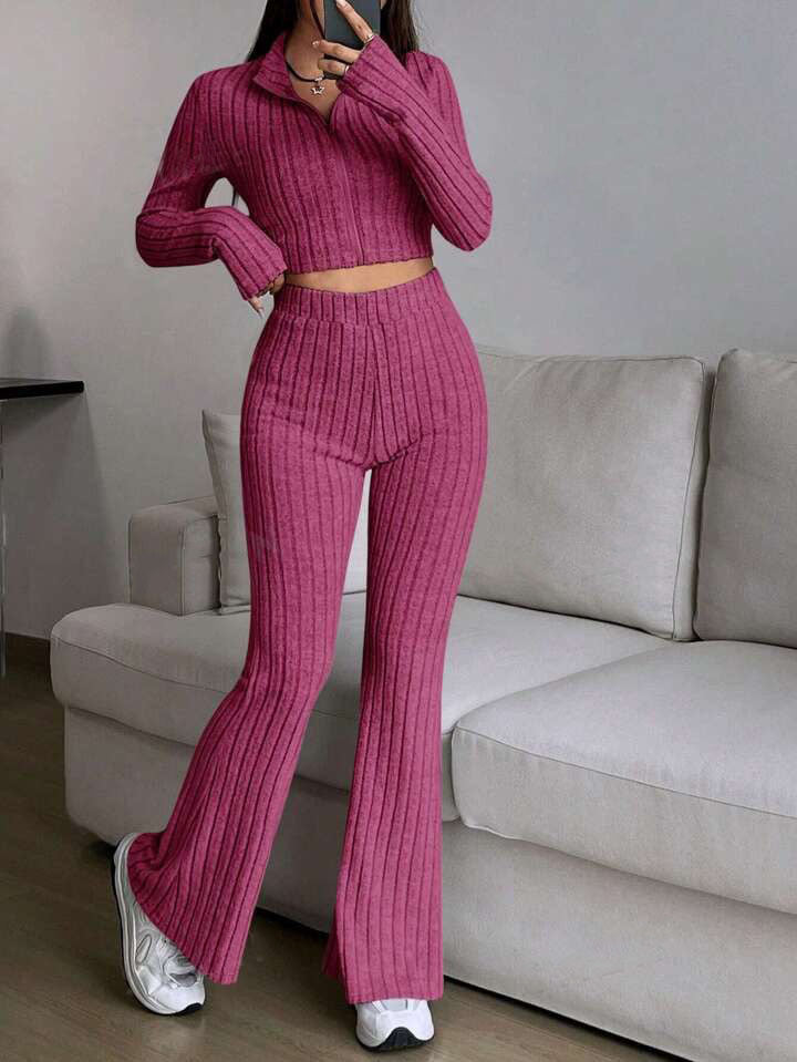 Women's Turtlenecks Wide Leg High Waist Suit
