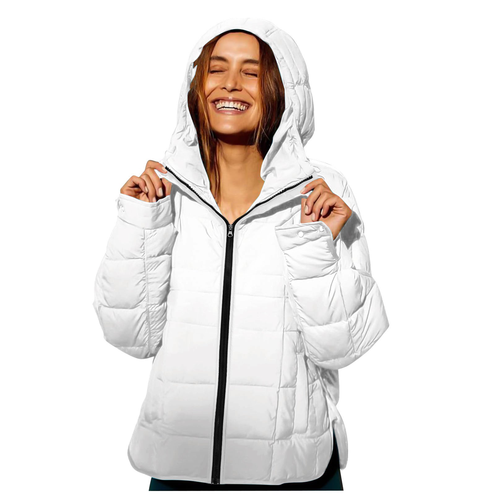 Women's Polyester Hooded Loose Sports Cotton Jacket