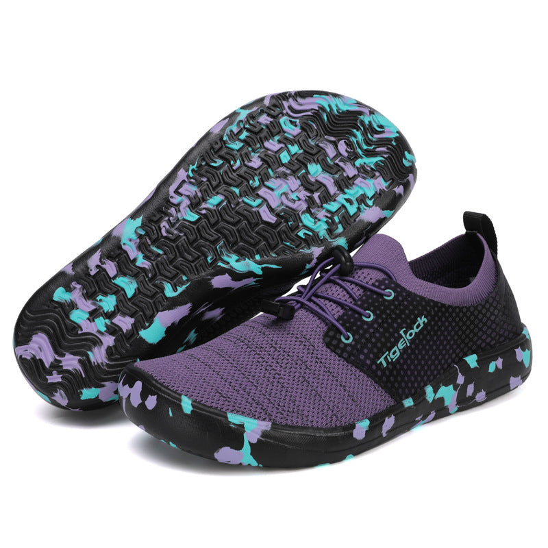 Outdoor Wide Toe Fly-knit Mesh Unisex Sports Shoes Slip-on Comfortable Casual Shoes