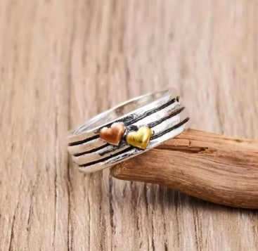 Womens Wide Multi-layered Bohemian Heart-shaped Ring