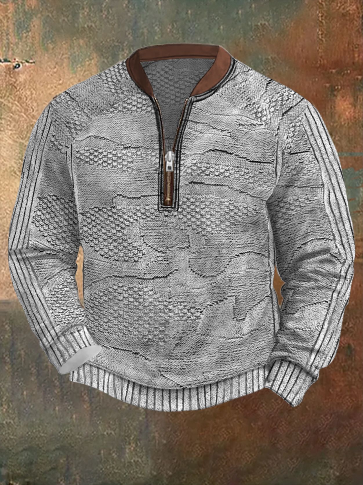 3D-printed, Form-fitting Comfortable Long-sleeve Hoodie With A Half-zip Front