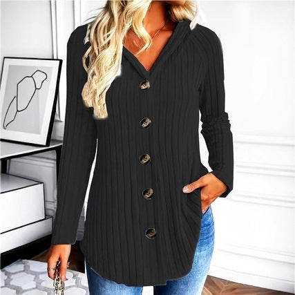 Women's Fashionable Buttoned Waist-cinching Long Sleeve Top Jacket