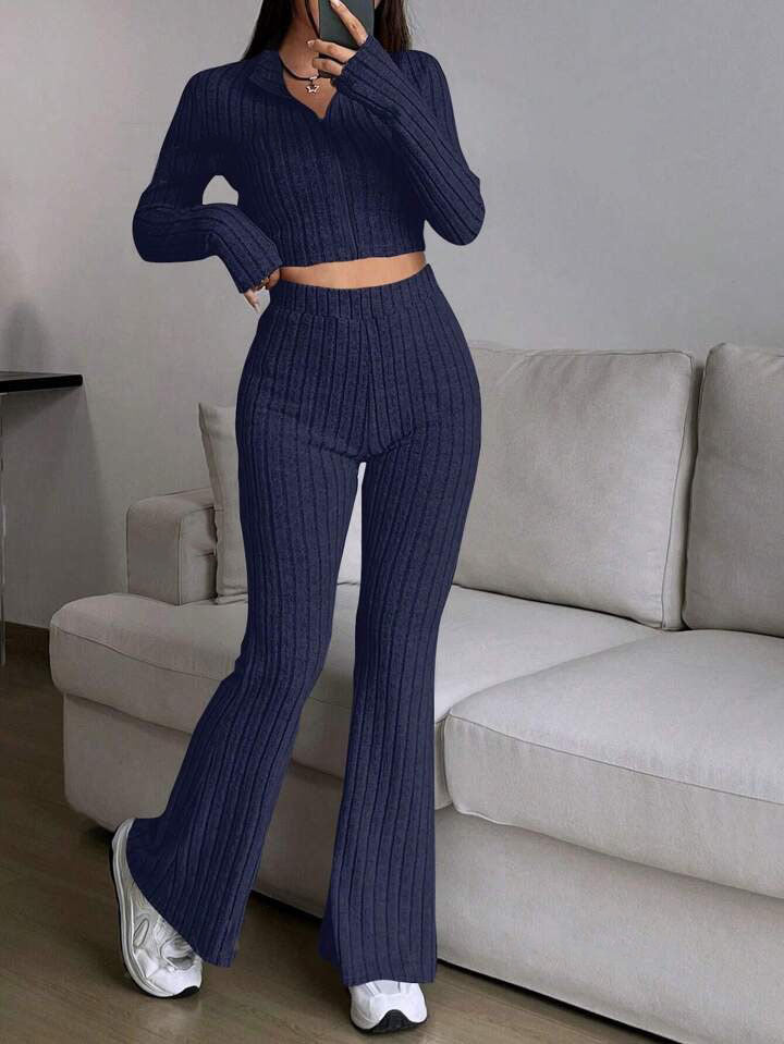 Women's Turtlenecks Wide Leg High Waist Suit