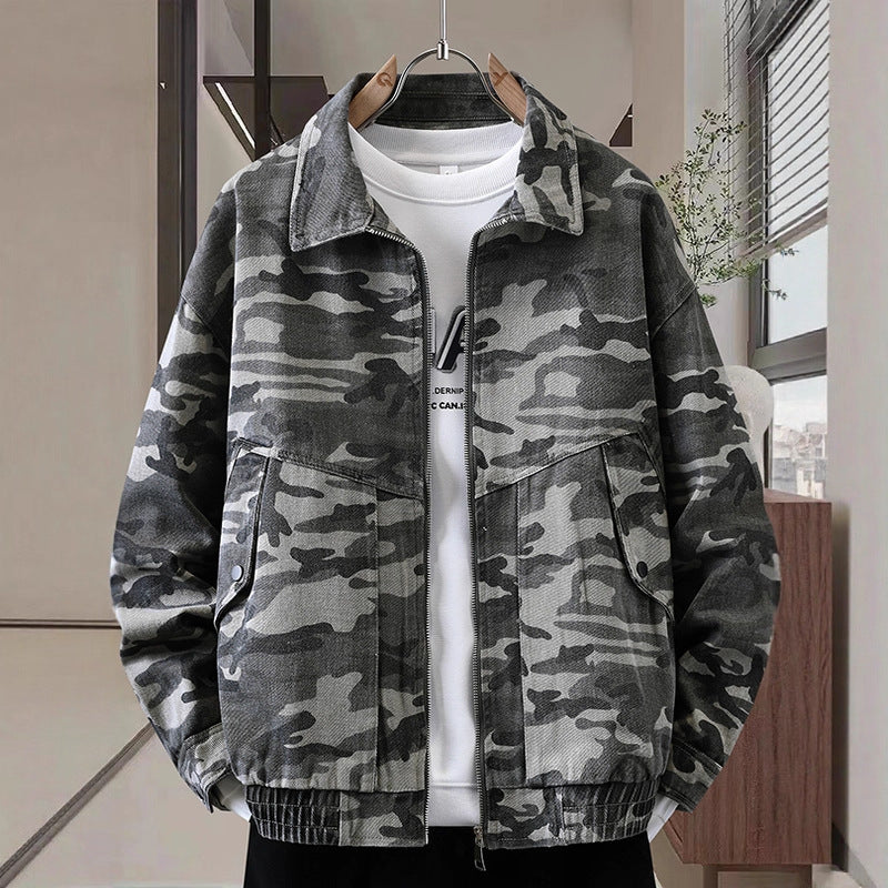 Camouflage American Casual Polo Collar Jacket Men's Spring And Autumn