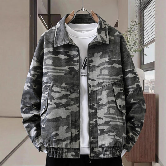 Camouflage American Casual Polo Collar Jacket Men's Spring And Autumn