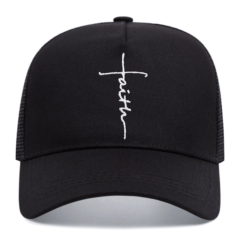 Cross English Embroidery Breathable Baseball Cap