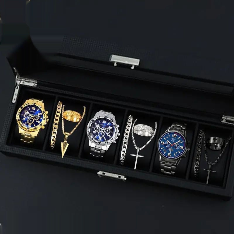 12-set Men's Watches  Fashionable Multi-color Assortment Of Quartz Men's Watches