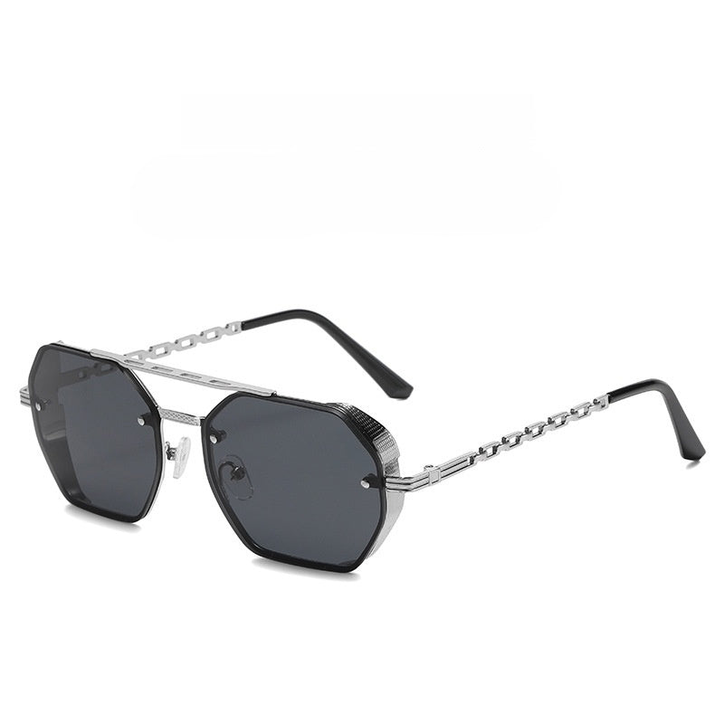 Womens Stylish Metal Chain-leg Sunglasses For Sun Protection