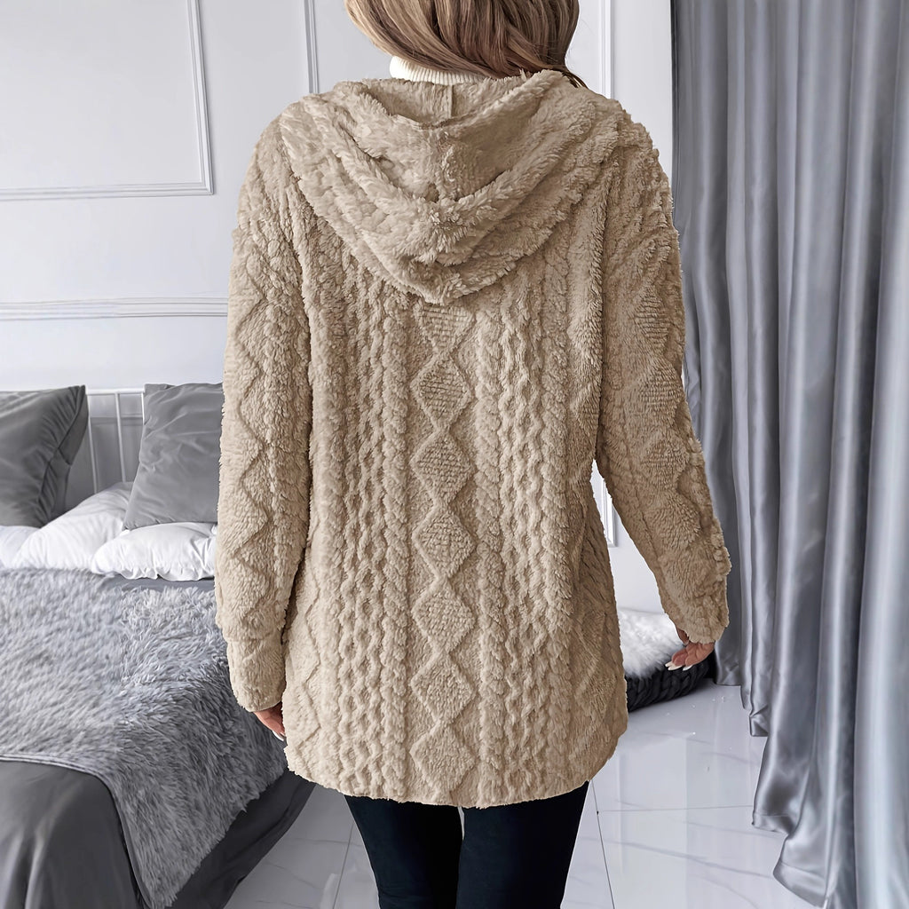 Women's Casual Solid Color Hooded Zipper Jacket