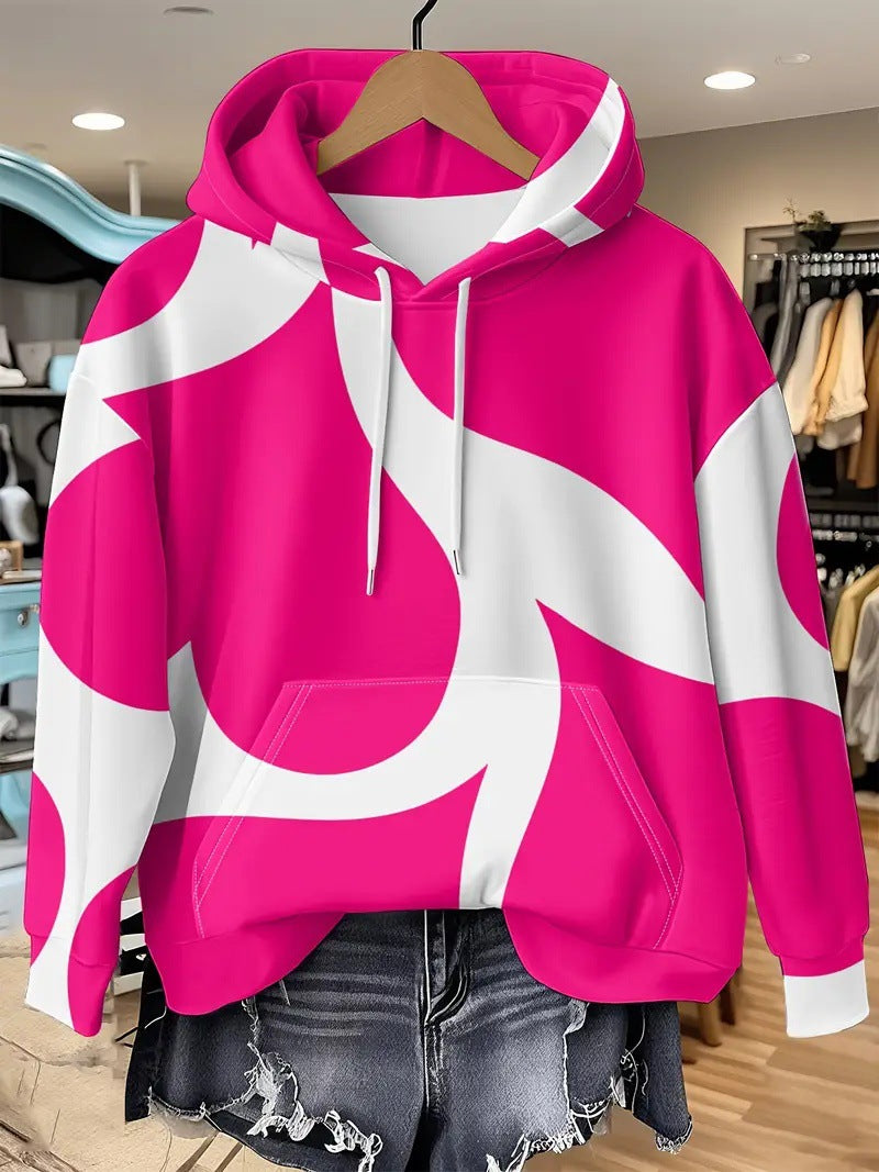 Women's Printed Hooded Pullover Sweatshirt