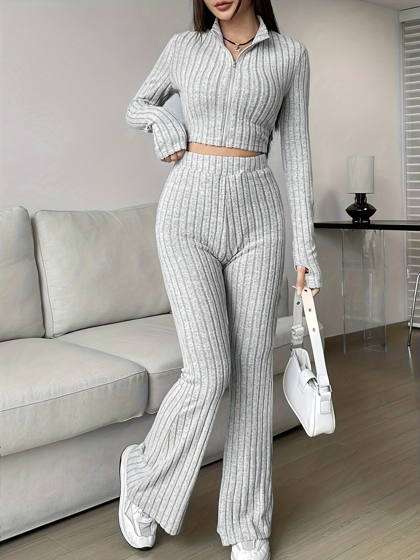 Women's Turtlenecks Wide Leg High Waist Suit