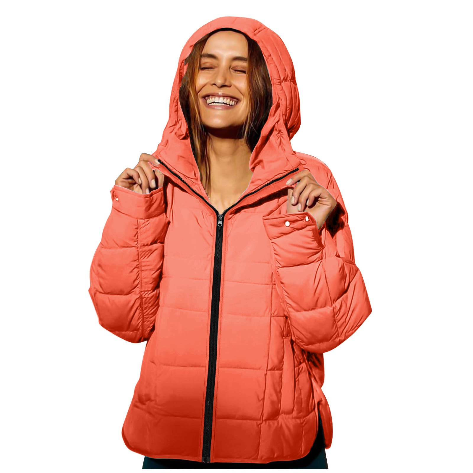 Women's Polyester Hooded Loose Sports Cotton Jacket