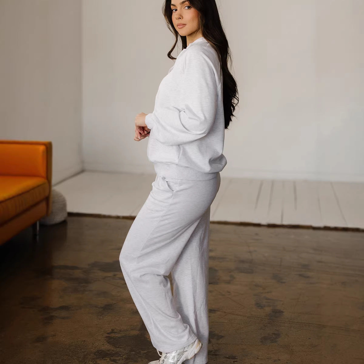 Solid-color Casual Fashion Two-piece Set