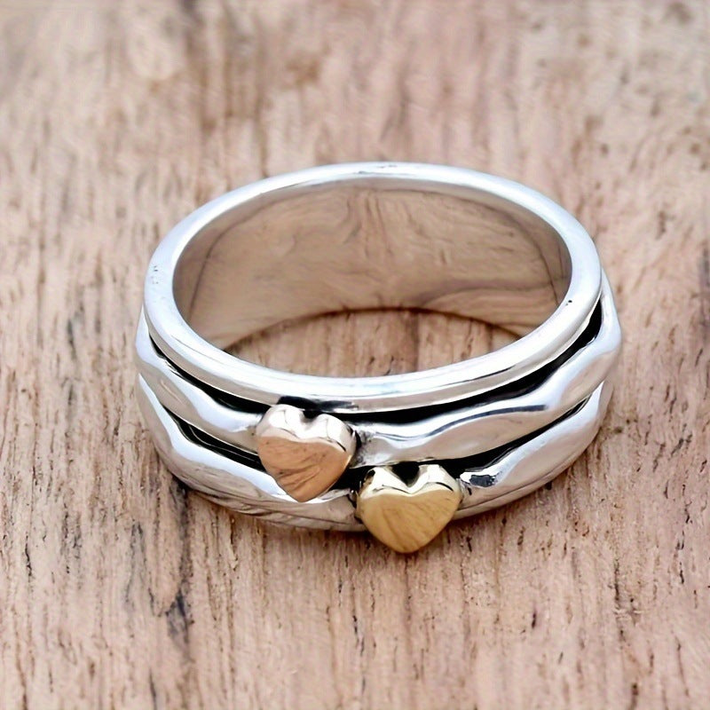 Womens Wide Multi-layered Bohemian Heart-shaped Ring