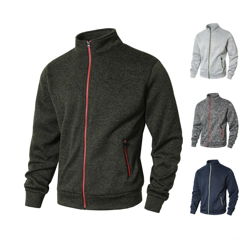 Men's Stand Collar Jacket Cardigan Cationic Fleece Padded Coat