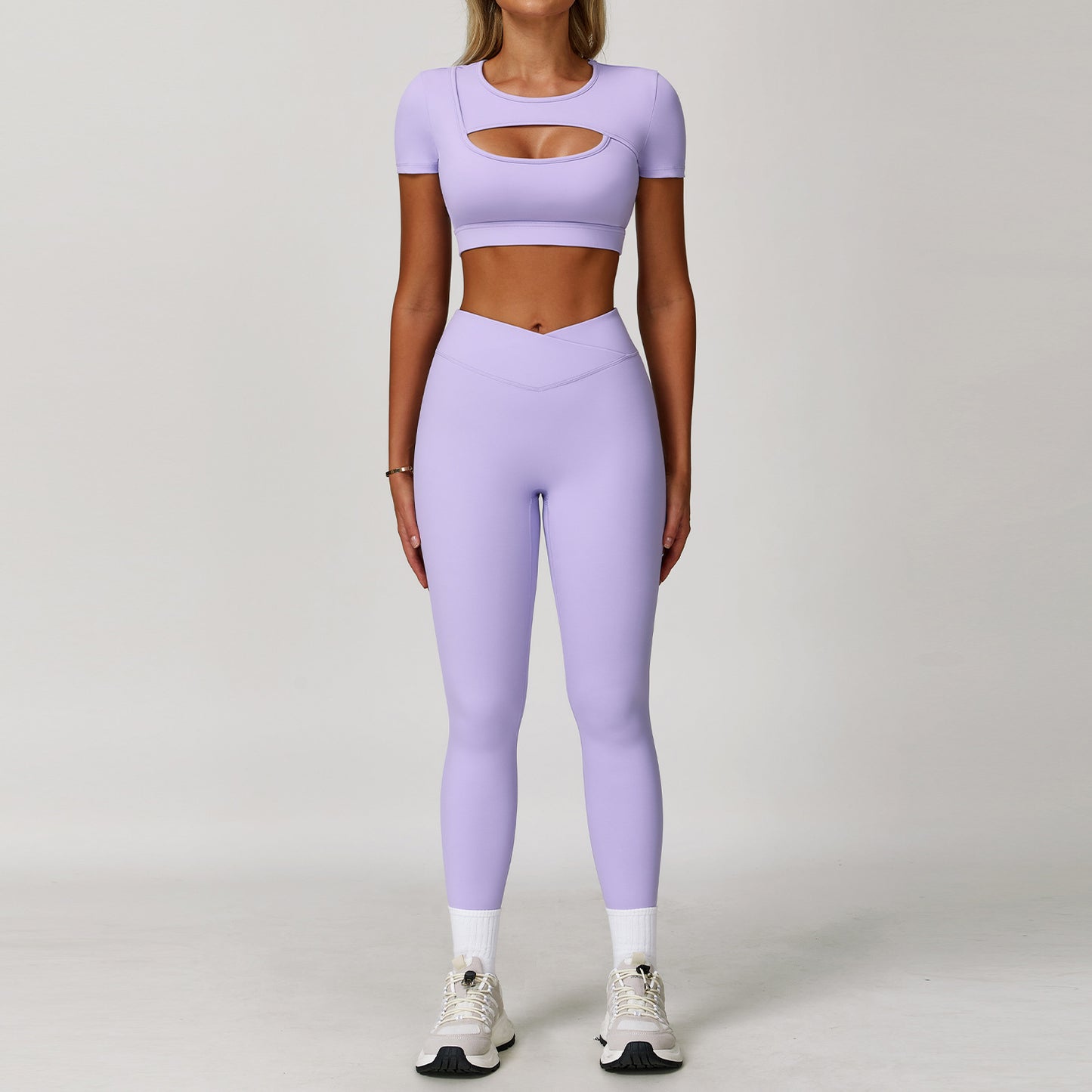 Dare To Show Off This Cross-border Color-block Yoga Set With A Beautiful Back