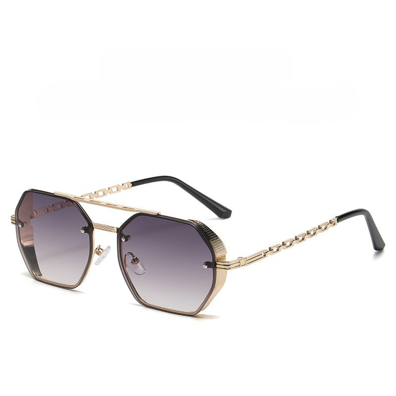 Womens Stylish Metal Chain-leg Sunglasses For Sun Protection