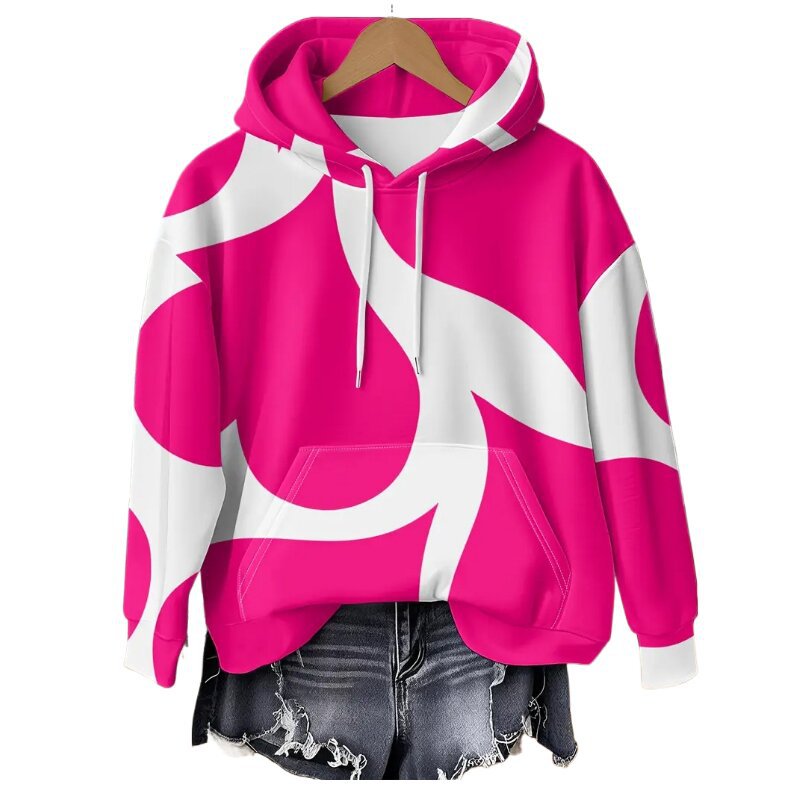 Women's Printed Hooded Pullover Sweatshirt