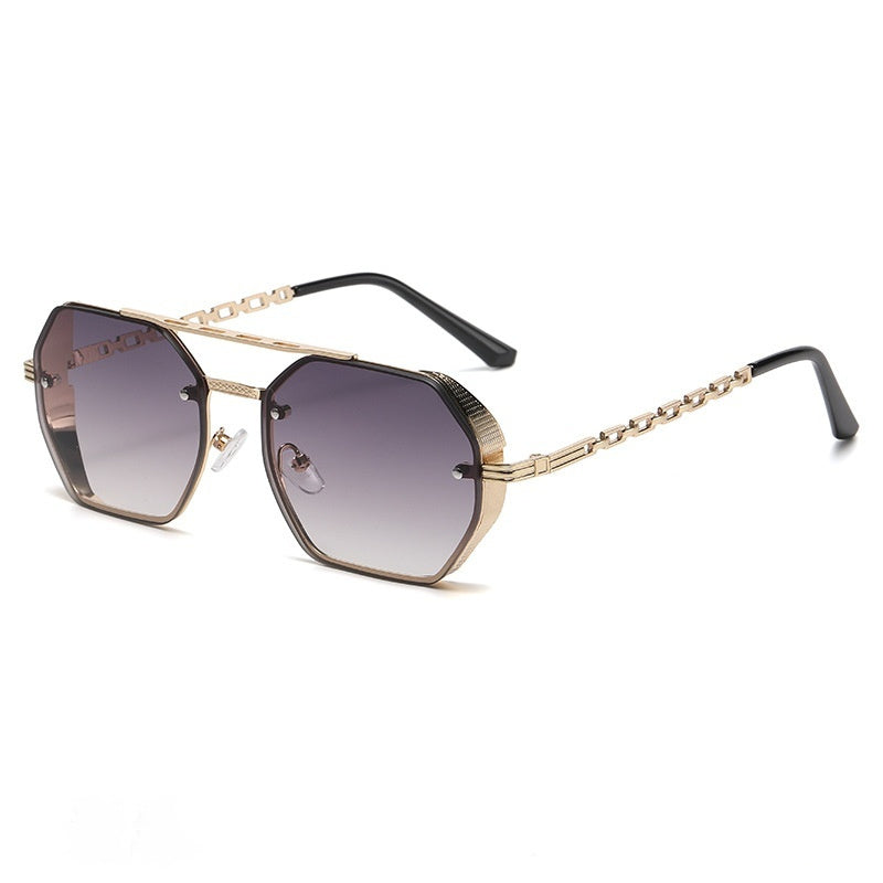 Womens Stylish Metal Chain-leg Sunglasses For Sun Protection
