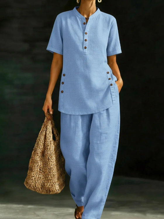 New Casual Shirt And Wide-leg Pants Two-piece Set