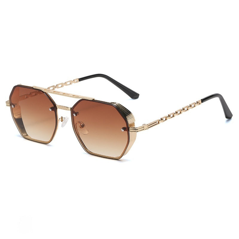 Womens Stylish Metal Chain-leg Sunglasses For Sun Protection