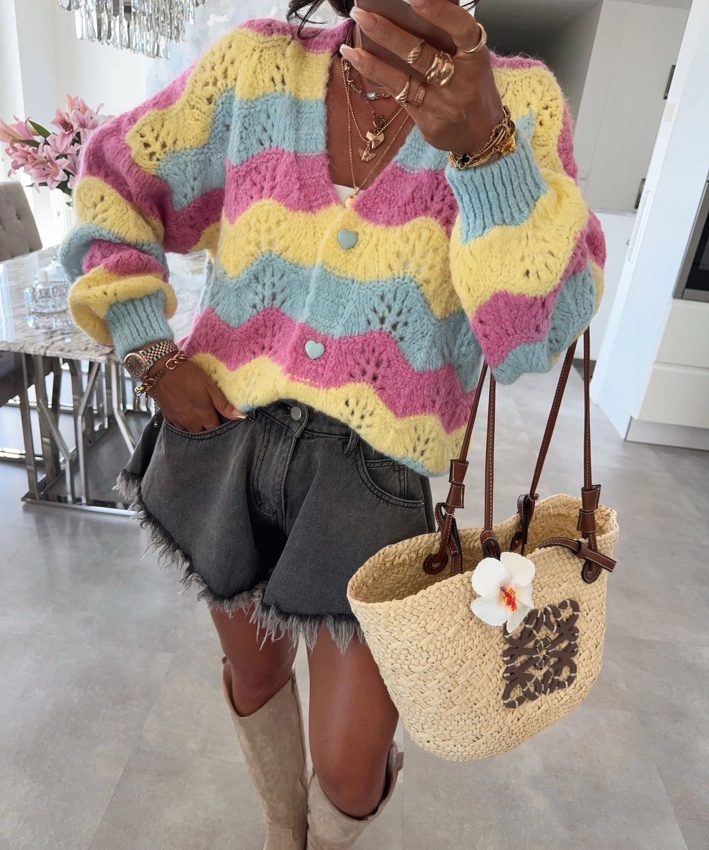 Women's Single-breasted Knitted Cardigan Sweater