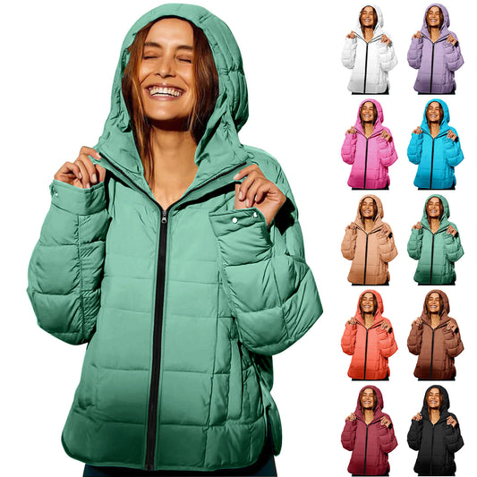 Women's Polyester Hooded Loose Sports Cotton Jacket