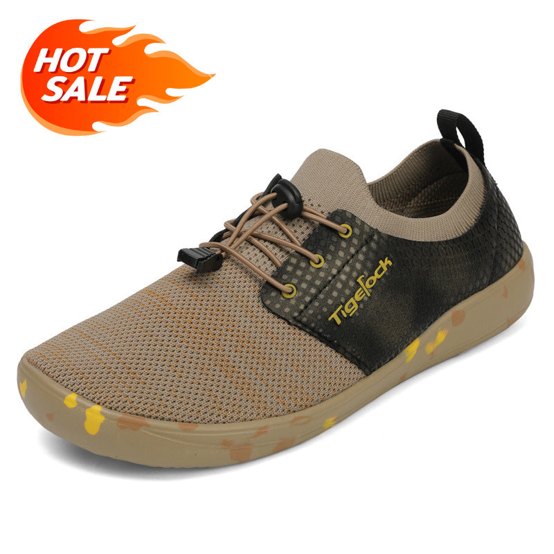 Outdoor Wide Toe Fly-knit Mesh Unisex Sports Shoes Slip-on Comfortable Casual Shoes