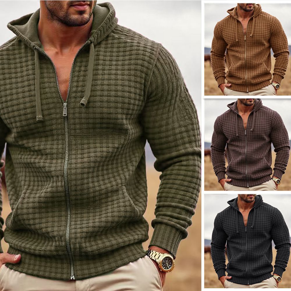Men's Coat Contrast Color Zipper Casual Sweatshirt