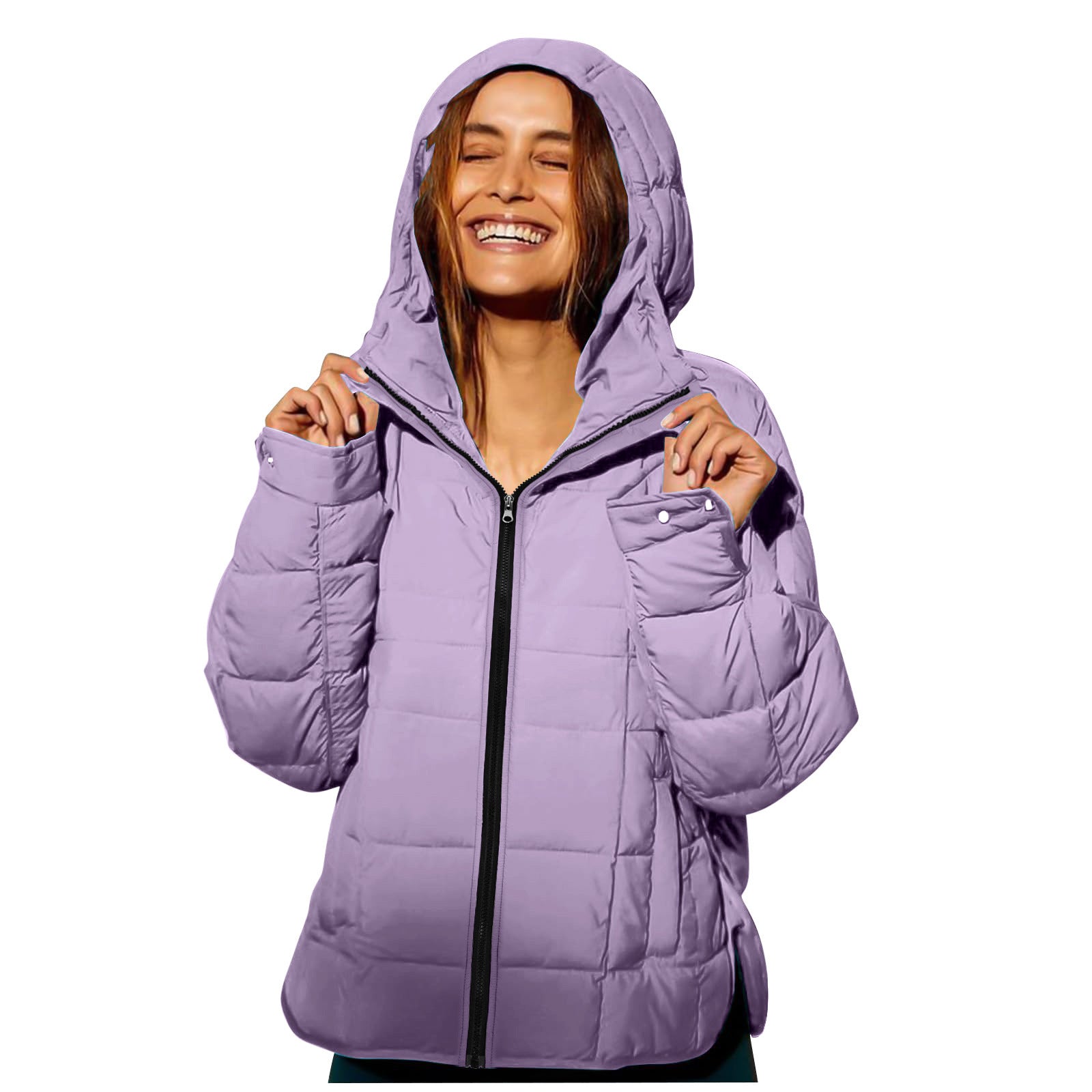 Women's Polyester Hooded Loose Sports Cotton Jacket