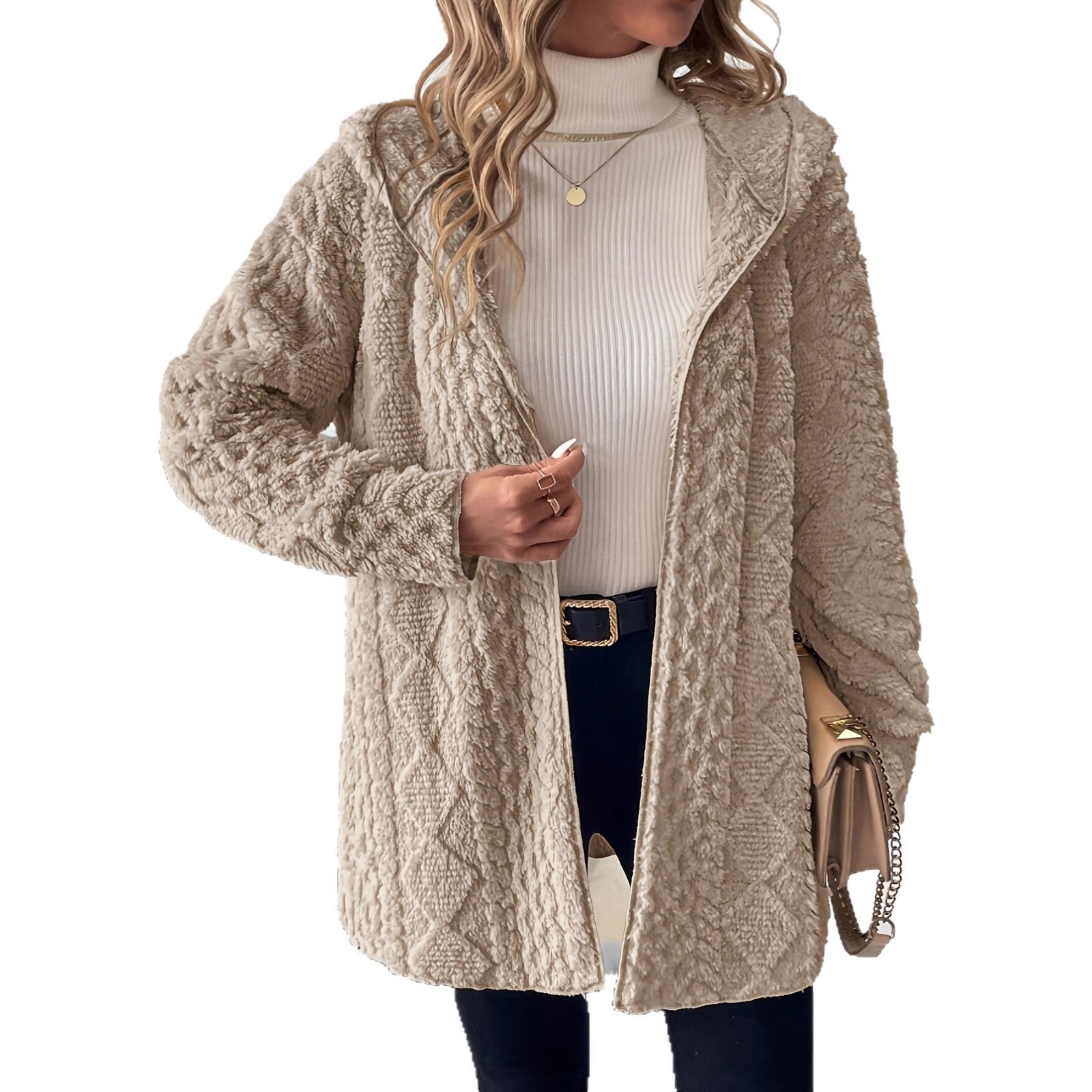 Women's Casual Solid Color Hooded Zipper Jacket