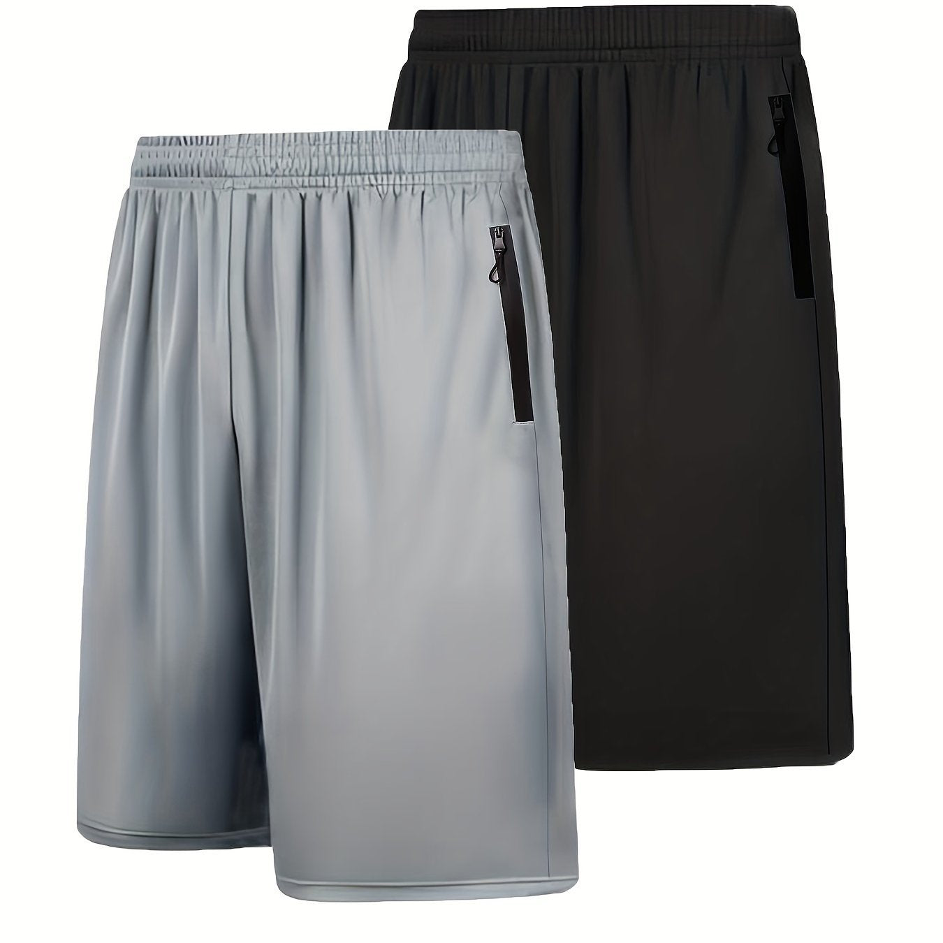 2PCs Quick-drying Men's Sports Shorts With Elastic Waist Belt