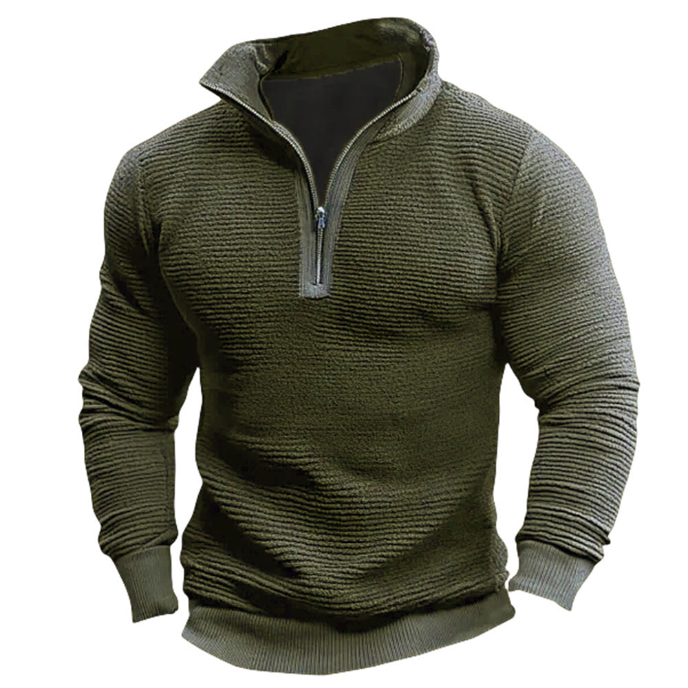 Men's Coat Contrast Color Zipper Casual Sweatshirt