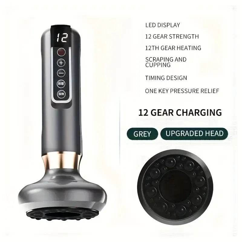 Body Gua Sha Scraping Massager. 12 Level Electric Vacuum Cupping Massager, Rechargeable And Cordless. Perfect For Halloween, Christmas And Birthday Gifts