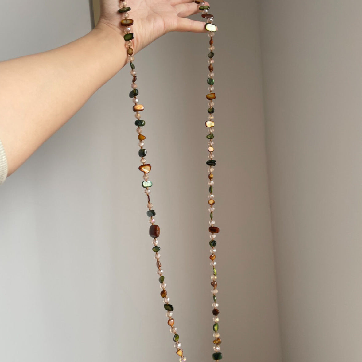 Bohemian Colored Shell Bead Double Layered Necklace