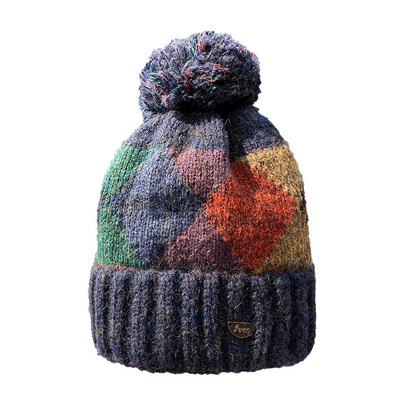 Autumn And Winter New Fashion Colorblock Pullover Wool Knit Hat