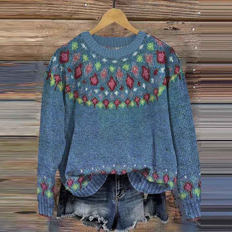 Women's Loose-fit Crew-neck Long-sleeve Top