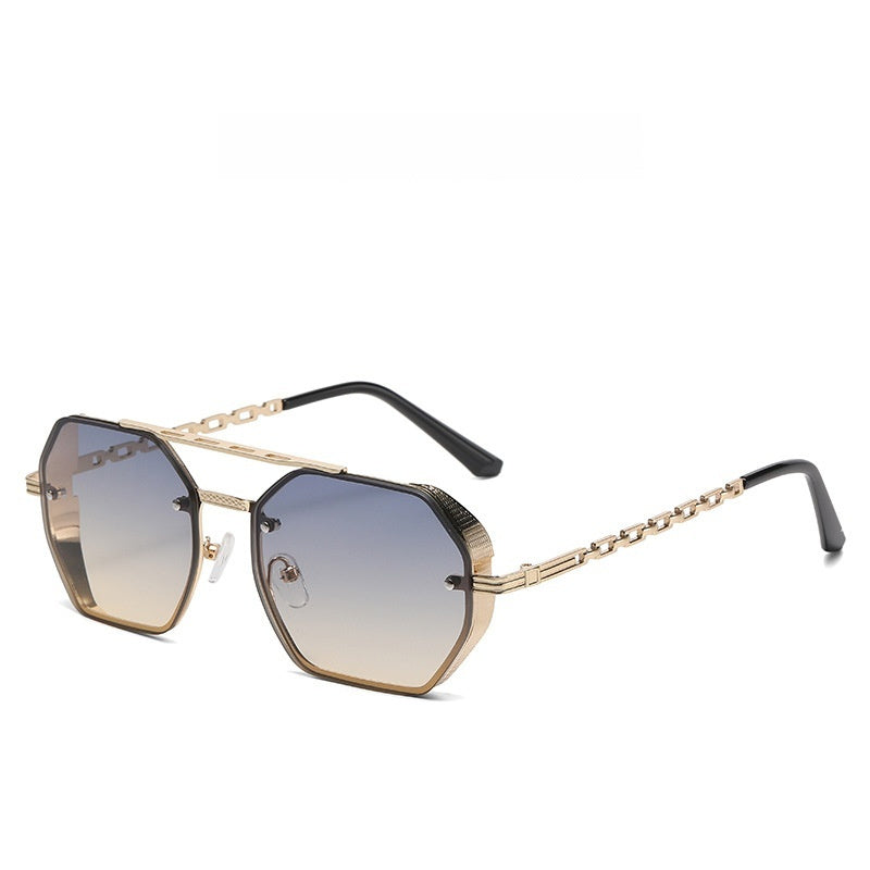 Womens Stylish Metal Chain-leg Sunglasses For Sun Protection