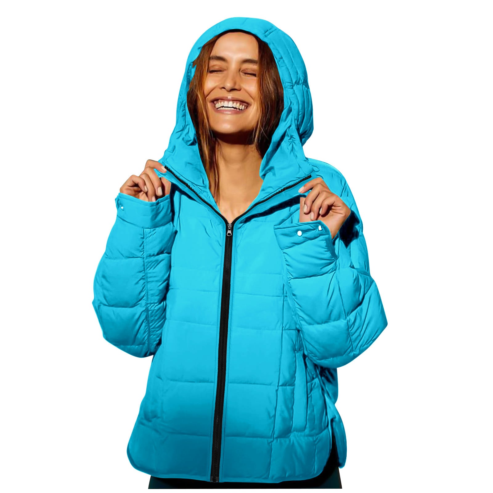 Women's Polyester Hooded Loose Sports Cotton Jacket