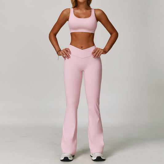 Dare To Show Off This Cross-border Color-block Yoga Set With A Beautiful Back