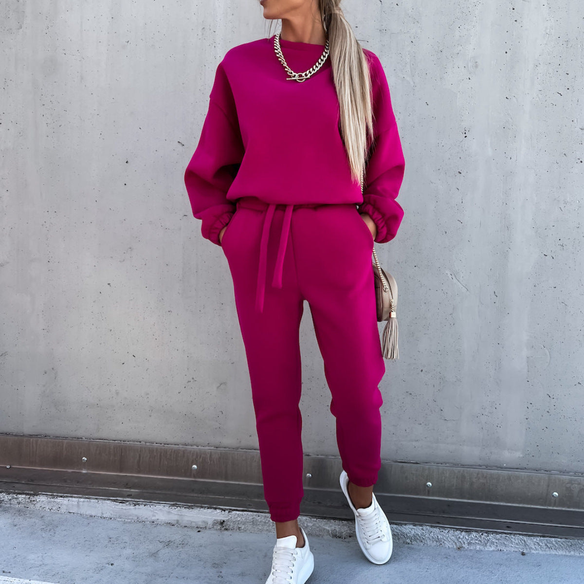 Solid Color Hoodie Casual Two-piece Suit