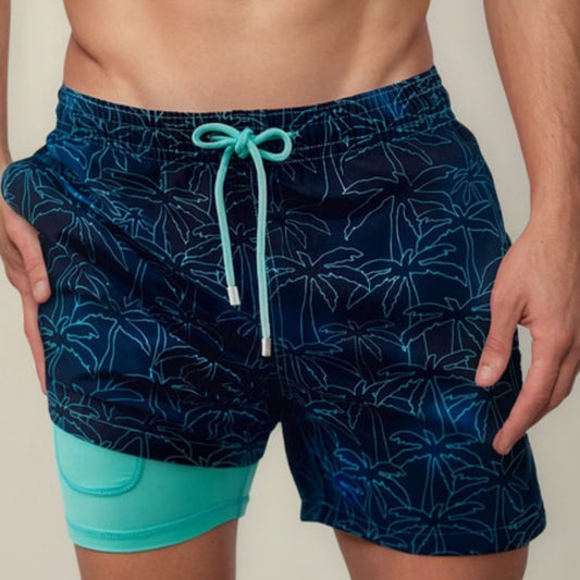 Men's Quick-Drying Double-Layer Beach Swim Trunks