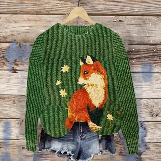 Women's Loose-fit Crew-neck Long-sleeve Top