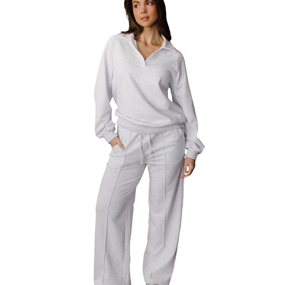 Solid-color Casual Fashion Two-piece Set