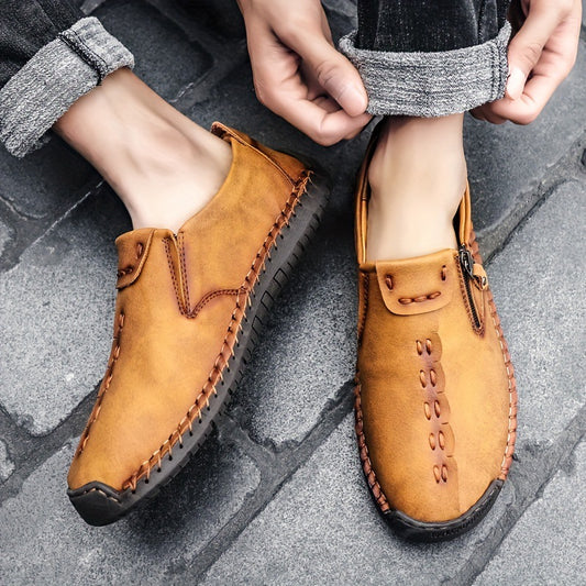 Cross Edge Side Zipper Handmade To The Shoe Sole Fashion
